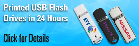 Printed USB Flash Drives in just 24 hours. Branded with your company logo and delivered to your door.